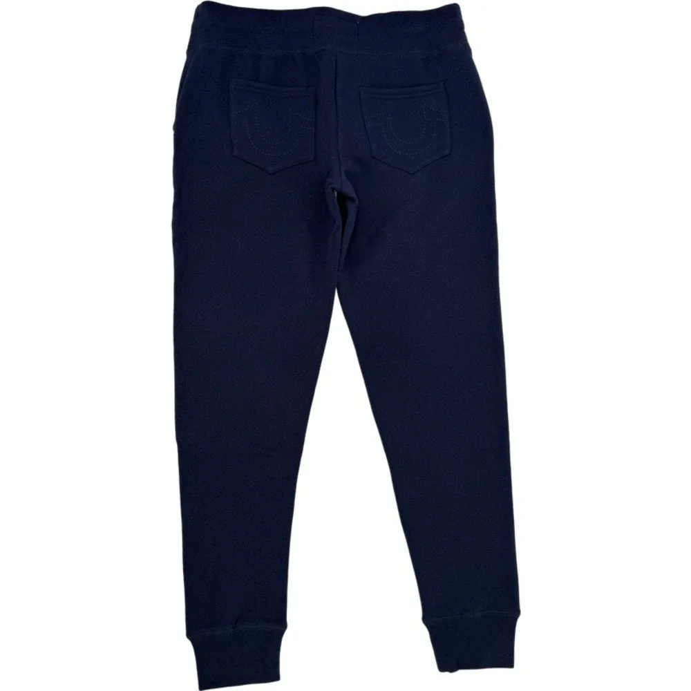 TRUE RELIGION NEW Medium Joggers Navy Blue Horseshoe Logo Fleece Sweatpants M
